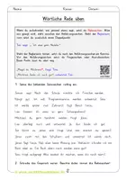Vorschau - Arbeitsblätter - Wörtliche Rede üben (Direkte Rede Klasse 4) - Deckblatt