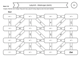 Vorschau - Arbeitsblätter - Vertretungsstunde Mathe: Ableitungen Rechenlabyrinthe - Seite 1