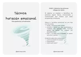 Vista previa - Hojas de trabajo - Técnica para gestionar la frustración - Huracán Emocional - página 1