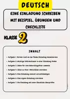 Vorschau - Arbeitsblätter - Eine Einladung schreiben mit Beispiel, Übungen und Checkliste - Klasse 2 & Klasse 3 - Deckblatt