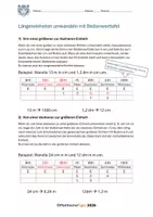 Vorschau - Arbeitsblätter - Längeneinheiten umrechnen mit Stellenwerttafel - Seite 1