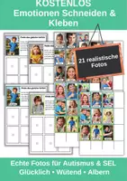 Vorschau - Arbeitsblätter - Kostenlose Emotionen Schneiden & Kleben - Deckblatt