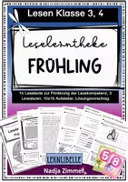 Vorschau - Unterrichtsreihen - Leselerntheke Frühling - 14 Lesetexte mit Lösungen und Aufsteller Klasse (2), 3, 4 - 3 Lineaturen - Deckblatt