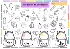 Vorschau - Arbeitsblätter - Schulsachen Artikelzuordnung - Deckblatt