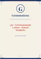 Vorschau - Unterrichtsreihen - Satzglieder sicher bestimmen – Subjekt, Prädikat & Objekt · Arbeitsblatt mit Lösungen · 5./6. Klasse / Schulstufe - Deckblatt