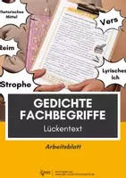 Vorschau - Arbeitsblätter - Gedichte: Fachbegriffe Lückentext - Deckblatt