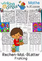 Vorschau - Arbeitsblätter - Rechenmalblätter Frühling Klasse 1-4 | Rechnen und Malen | Mathematik Grundschule - Seite 1