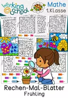 Vorschau - Arbeitsblätter - Frühling Rechenmalblätter | Mathematik Klasse 1 Grundschule - Deckblatt