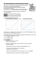 Vorschau - Arbeitsblätter - Arbeitsblatt Die gleichmäßig beschleunigte Bewegung; Werte aus Diagrammen entnehmen mit Lösung - Deckblatt
