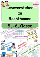 Vorschau - Arbeitsblätter - Leseverstehen Sachtexte 5.–6. Klasse | Arbeitsblätter mit Lösungen & Selbsteinschätzung | Klimawandel, KI, Raumfahrt, Umwelt - Deckblatt