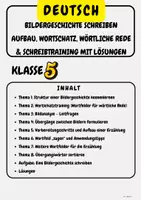 Vorschau - Arbeitsblätter - Bildergeschichte schreiben Aufbau, Wortschatz, wörtliche Rede & Schreibtraining mit Lösungen Klasse 5 - Deckblatt