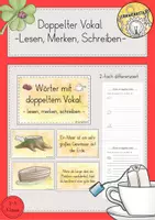 Vorschau - Arbeitsblätter - Lesen-Merken-Schreiben doppelter Vokal Karten Klasse 3/4 - Deckblatt