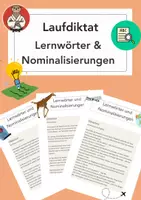 Vorschau - Unterrichtsreihen - Laufdiktat Klasse 6: Lernwörter und Nominalisierungen - Deckblatt