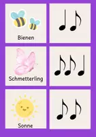 Vorschau - Arbeitsblätter - Rhythmuskarten Frühling mit Achtelnoten, Viertelnoten und Halben Noten differenziert - Seite 1