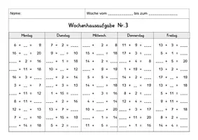 Vorschau - Arbeitsblätter - Wochenhausaufgabe Mathematik, 1.Klasse, Plus ZR20 oÜ - Seite 3