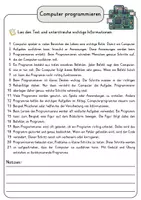 Vorschau - Arbeitsblätter - Computer programmieren Lesetext einfach verständlich mit Aufgaben + Lösungen und Wortspeicher Leseverstehen - Seite 3