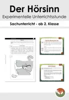 Vorschau - Arbeitsblätter - Der Hörsinn des Menschen - experimentelle Unterrichtsstunde - Deckblatt