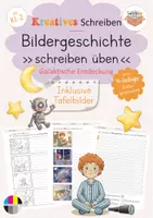 Vorschau - Arbeitsblätter - Bildergeschichte schreiben üben: Galaktische Entdeckung - Deckblatt