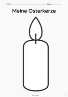 Vorschau - Mal- und Bastelvorlagen - Osterkerze gestalten – Meine Osterkerze | Arbeitsblatt für Kinder | Osterkerze malen & ausmalen | Alpha Omega Kreuz Jahr | Grundschule Religion 🕯️🐑 - Seite 1