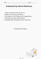 Vorschau - Mal- und Bastelvorlagen - Osterkerze gestalten – Meine Osterkerze | Arbeitsblatt für Kinder | Osterkerze malen & ausmalen | Alpha Omega Kreuz Jahr | Grundschule Religion 🕯️🐑 - Seite 2