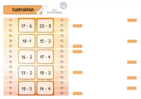 Vorschau - Stationenlernen - Subtraktion Zahlenraum 20 - Klammerkarten - Seite 3