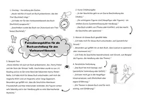 Vorschau - Arbeitsblätter - Formulierungshilfen für die Buchvorstellung für den Vorlesewettbewerb - Seite 1