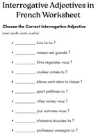 Voorbeeld - Interrogative Adjectives in French Worksheet - Voorblad