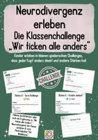Vorschau - Arbeitsblätter - Neurodivergenz erleben – Die Klassenchallenge „Wir ticken alle anders“ - Deckblatt
