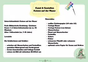 Vorschau - Mal- und Bastelvorlagen - Zeichnen: Katzen auf Mauer 🐈 - Seite 2