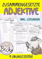 Vorschau - Arbeitsblätter - Zusammengesetzte Adjektive (9 Kopiervorlagen mit Lösungen) - Deckblatt