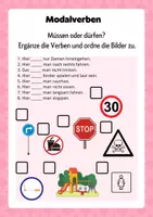 Vorschau - Arbeitsblätter - Modalverben 2: Übungen zu müssen und dürfen - Deckblatt