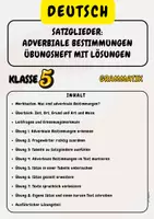 Vorschau - Arbeitsblätter - Satzglieder: Adverbiale Bestimmungen Übungsheft mit Lösungen Klasse 5 - Deckblatt