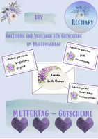 Vorschau - Mal- und Bastelvorlagen - Bastelanleitung: Gutscheine im Briefumschlag zum Muttertag - Deckblatt