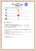 Vorschau - Arbeitsblätter - School things: Grammatik unbestimmte Artikel a/an - Deckblatt