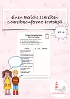 Vorschau - Arbeitsblätter - Bericht schreiben Protokoll Schreibkonferenz - Deckblatt