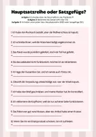 Vorschau - Arbeitsblätter - Hauptsatzreihe oder Satzgefüge - Deckblatt