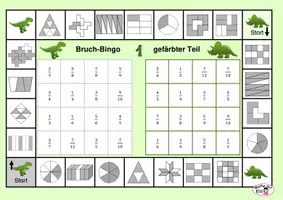 Vorschau - Spiele - Bruch-Bingo "grüne Dinos": Erweitern, Kürzen… - Deckblatt
