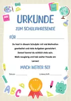 Vorschau - Anderer Materialtyp - Urkunde zur Zeugnisübergabe | Schuljahresende | Abschluss Schuljahr | Motivation & Belohnung zum Zeugnis - Seite 1