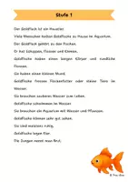 Vorschau - Arbeitsblätter - Der Goldfisch - Differenzierte Sach- und Lesetexte - Seite 1