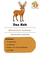 Vorschau - Arbeitsblätter - Das Reh - Differenzierte Sach- und Lesetexte - Deckblatt