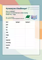 Vorschau - Arbeitsblätter - Synonym Challenge - Seite 1