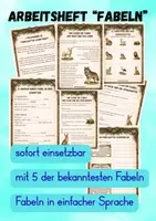 Vorschau - Unterrichtsreihen - Arbeitsheft: Fabeln (Deutsch) + mit oder ohne Hintergrund - Deckblatt