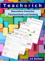 Vorschau - Arbeitsblätter - Besondere Vierecke (Parallelogramm, Raute, Deltoid, Trapez) - Flächeninhalt und Umfang - Deckblatt