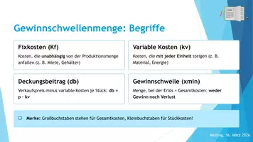 Vorschau - Stundenentwürfe - Gewinnschwellenmenge/Break-even-point - Seite 3