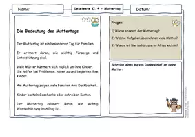 Vorschau - Arbeitsblätter - Muttertag Klasse 4 – Lesetexte & Arbeitsblätter Familie, Dankbarkeit & Tradition - Seite 2