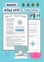 Vorschau - Arbeitsblätter - Wintergedicht: Alles still - Theodor Fontane - Gedicht zum Thema Winter - Deckblatt