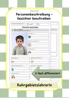 Vorschau - Arbeitsblätter - Personenbeschreibung Gesichter beschreiben differenziert - Deckblatt