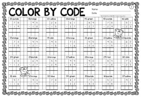 Voorbeeld - Color by code - Subtraction within 100 (St. Patrick's Day) | Wiskunde Engels - Pagina 2