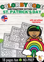 Voorbeeld - Color by code - Subtraction within 100 (St. Patrick's Day) | Wiskunde Engels - Voorblad