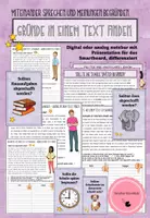 Vorschau - Arbeitsblätter - DEUTSCH - Gründe in einem Text finden/ Argumente aus einem Text extrahieren - Deckblatt